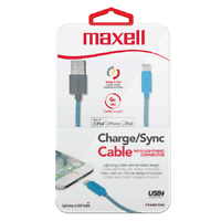 Кабел за зареждане и синхронизация Apple Iphone MAXELL, USB - Lightning, 1,2 м., Син
