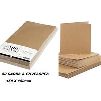 CREATIVE cards & envelopes 150 x 150mm - 50 двойни картички + 50 плика КРАФТ
