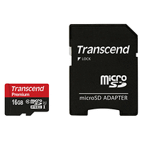 Памет, Transcend 16GB micro SDHC UHS-I Premium (with adapter, Class 10)