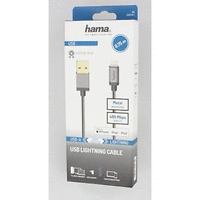 Кабел HAMA Elite USB-A мъжко - Lightning мъжко, 0.75 м., метал, Антрацит