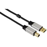 Кабел HAMA 53742 USB-A мъжко - USB-B мъжко, 1.8 м, 5 звезди, метални накрайници, позлатени конектори