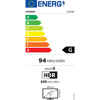 Hisense 55&quot; A6BG, 4K Ultra HD 3840x2160, DLED, Quantum Dot, HDR 10+, HLG, Dolby Vision, Dolby Audio, DTS, Smart TV, WiFi, BT, AnyView Cast, Gaming Mode, 1xHDMI2 eArc, 2xHDMI, 2xUSB, LAN, CI+, DVB