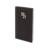 Бележник с дати 8х16 книговинил, 64 л.черен 2026 г.