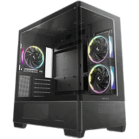 DeepCool CG380U-3F, Mid Tower, Mini-ITX/Micro-ATX(Rear Connector), 2xUSB3.0, 1xUSB Type-C, 1xAudio, 3x120mm Pre-Installed ARGB Fans, Tempered Curved Glass, Mesh Panel, Black, 2Y,