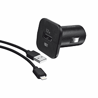 Зарядно устройство, TRUST 12W Car USB Charger with Lightning cable - black