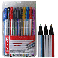 Химикалка с капачка и клипс MAXIMA 10 цвята на блистер 