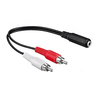 Кабел 2x RCA мъжки, 3.5 мм женски ST, 0.2 м