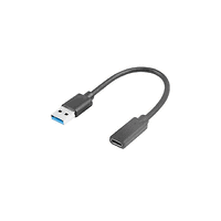 Кабел, Lanberg USB-C (F) -> USB-A(M) cable 0.15 m, black