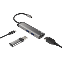 Докинг станция, Natec Fowler Multiport Adapter 4 in 1, 2xUSB 3.0 HUB, HDMI 4K, USB-C PD, Slim