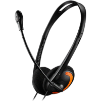 PC headset with microphone, volume control and adjustable headband, cable 1.8M, Black/Orange