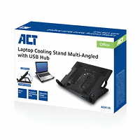 Охладител за лаптоп ACT, До 17", С един вентилатор, 2 x USB хъб, Черен