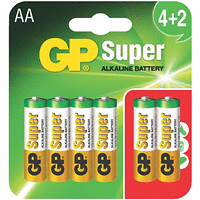 Алкална батерия GP SUPER LR6 AA / 4+2 бр. в опаковка 1.5V (1брой)