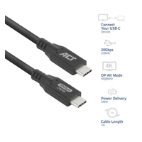 ACT Кабел USB-C - USB-C, 1 м / USB4, 20Gbps, 240W