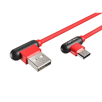 Кабел, Natec USB-C(M) -> USB-A (M) 2.0 cable 1m. Angled left/right Red