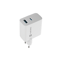 Адаптер, Natec USB Charger Ribera Gan 1X USB-A + 1X USB-C 45W, White