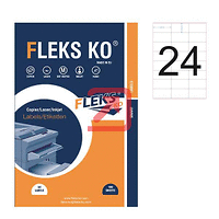 Етикети Fleks Ko Бели, прави ъгли, 70x37 mm A4, 100 л. 24 етик./лист