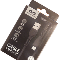 Кабел USB A мъжки, USB B micro мъжки, VQ-D06, 2.4A, 1 м, ЧЕРЕН