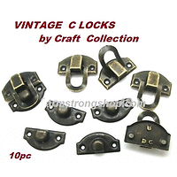VINTAGE  C LOCKS -  10 комплекта закопчалки за кутии BRONZE