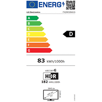 LG 75QNED86A3A, 75&quot; 4K QNED HDR Smart TV, 3840x2160, 120Hz Native (VRR 144Hz), DVB-T2/C/S2, Alpha 8 AI Processor, HDR 10 PRO, webOS 25 ThinQ, 4K Upscaling, WiFi 5, Dolby Vision, Bluetooth 5.1, Ai