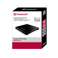 Оптично устройство, Transcend 8X DVD±RW, Slim Type, USB 2.0 (Black), 13.9mm Thickness