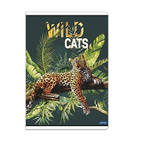 Тетрадка LASTVA Wild Cats, A4, 52 л, офсет 80 г, редове, корица 300 г, мат ламинат, златен релеф