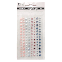 Самозалепващи камъчета и перлички ADHESIVE STONES &amp; PEARLS, 120бр SWEET PINK &amp; BLUE 