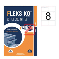 Етикети Fleks Ko Бели, прави ъгли, 105x71 mm A4, 100 л. 8 етик./лист 