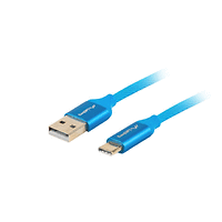 Кабел, Lanberg USB-C(M) -> USB-A (M) 2.0 cable 0.5m, blue QC 3.0 premium