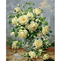 Комплект рисуване по номера 30x40 см - Бели цветя BFB0106