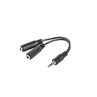 Кабел, Lanberg adapter jack stereo (M) -> jack stereo (F) X2 10cm, black