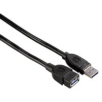 Удължителен кабел HAMA 54505 USB-A мъжко - USB-А женско , 1.8 м, 1 звезда, екраниран