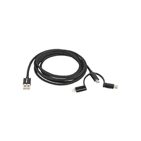 Кабел, Lanberg 3in1 cable USB-A (M) -> MICRO-B (M) + LIGHTNING (M) + USB-C (M) 2.0 1.8m, black