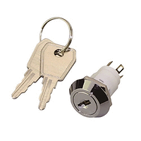 Превключвател с ключ М16, 3P ON-ON, 2A/250V, плосък ключ