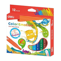 Флумастери JUMBO Deli Color Emotion EC10800,12 цвята, измиващи
