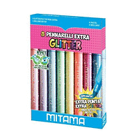 Флумастери с брокат MITAMA Jumbo Extra Glitter,връх 5 мм, 8 интензивни цвята, PVC опаковка