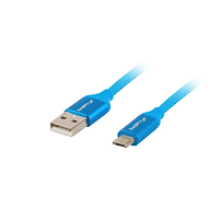 Кабел, Lanberg USB MICRO-B (M) -> USB-A (M) 2.0 cable 1.8m, blue premium QC 3.0