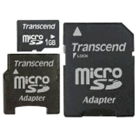 Памет Transcend 1GB micro SD (2 adapters)