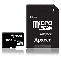 Памет Apacer 16GB MicroSDHC Class 10 (1 adapter)