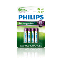 Philips Rechargeable презареждаща батерия AAA, 950 mAh, Никел-металхидридни, 1 БРОЙ