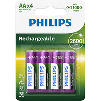 Philips Rechargeable презареждаща батерия HR6 AA, 2600 mAh, 1 БРОЙ
