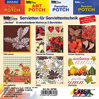 KREUL SERVIETTEN  PACK "AUTUMN"  - Фини декупажни салфетки 33х33см 6 мотива / 12 броя