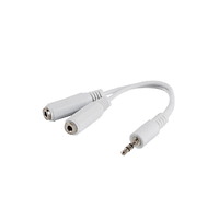 Кабел, Lanberg mini jack 3.5mm (M) 3pin -> 2X mini jack 3.5mm (F) 3pin adapter on cable 10cm, white