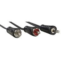 Аудио кабел HAMA, 3.5 mm жак мъжко - 2 x Чинч мъжко, 3.0 m, Стерео, Черен