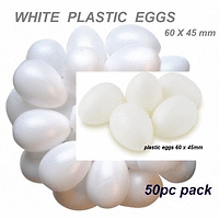 EGG PLASTIC  60x45mm white - Кухи пластмасови яйца 1 БР. 
