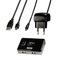 USB хъб с автономно захранване и бутон за вкл./изкл. HAMA , USB 2.0, 1:4, черен