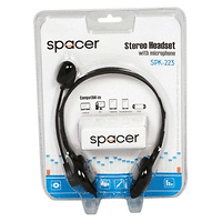 Слушалки с микрофон Spacer SPK-223, Stereo, 3.5 мм, Черни