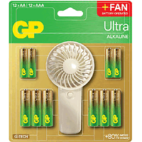 SHOGP SUMMER PACK Алкални батерии ULTRA AA x 12 бр. + ULTRA AAA x 12 бр. + Fan/ Вентилатор/ GP BATTERIES