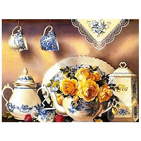 "Чаен сервиз"Диамантен гоблен, пълно облепване. Квадратни мъниста. 30/40 см