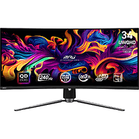 MSI MPG 341CQPX QD-OLED Gaming Monitor, 34", 0.03ms, 240Hz Curve 1800R, 3440x1440, G-SYNC, KVM, AI Vision, Console Mode, ClearMR 13000, HDR True Black 400, Type-C(98W PD), DP(1.4a), 2xHDMI(2.1),