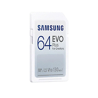 Памет, Samsung 64GB SD Card EVO Plus with Adapter, Class10, Transfer Speed up to 130MB/s